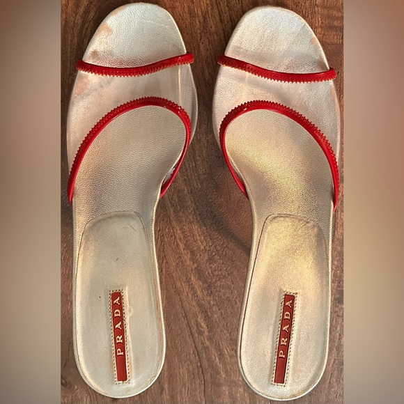 Ladies Prada Vintage Silver & Red Translucent Heels - Picture 5 of 14